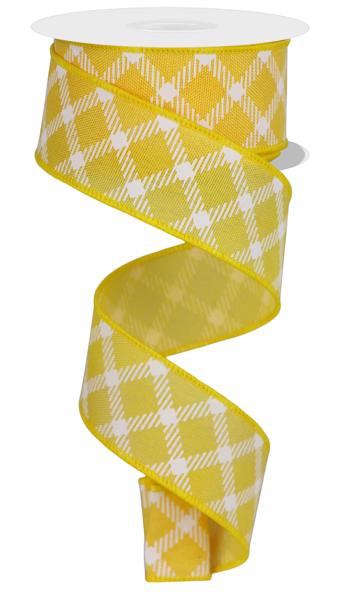 a yellow and white checkered ribbon on a white background