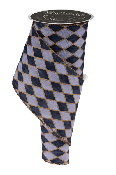 a decorative ribbon with a diamond pattern in shades of blue and gold.