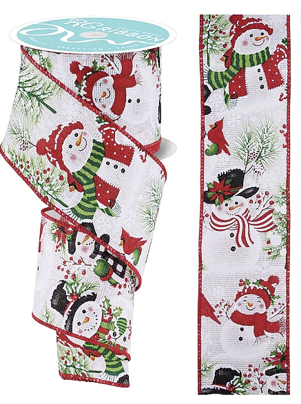 a Christmas-themed ribbon with a snowman design.