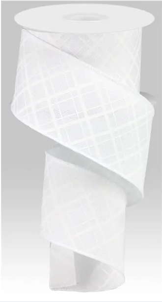 A white, checkered-patterned ribbon is shown in the image.