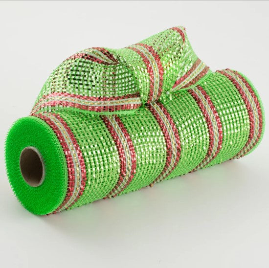 a roll of green mesh with a bow