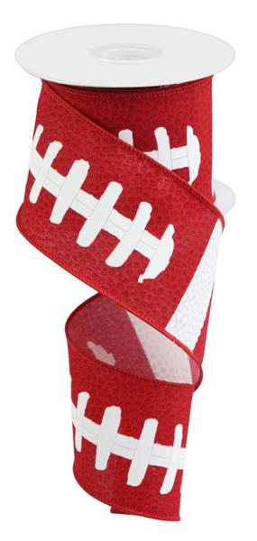 a roll of red and white football ribbon