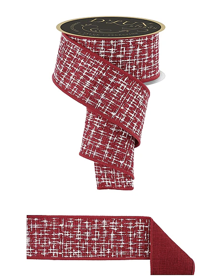 a red and white checkered pattern, with a spool of red and white checkered ribbon and a red ribbon on a white background.