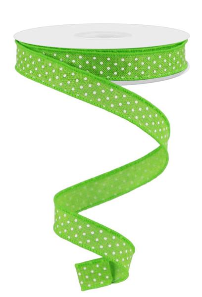 a green ribbon with white dots on it