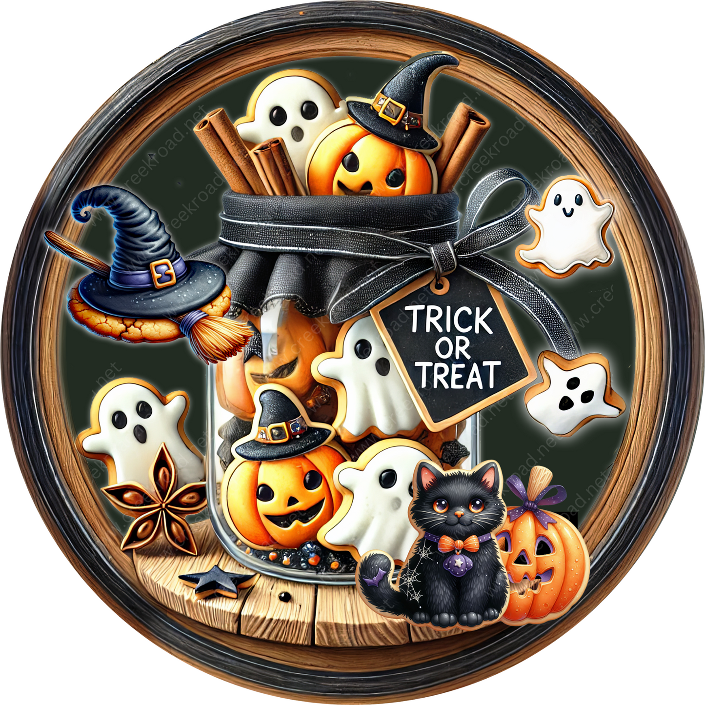 a picture of a trick or treat with pumpkins and ghost