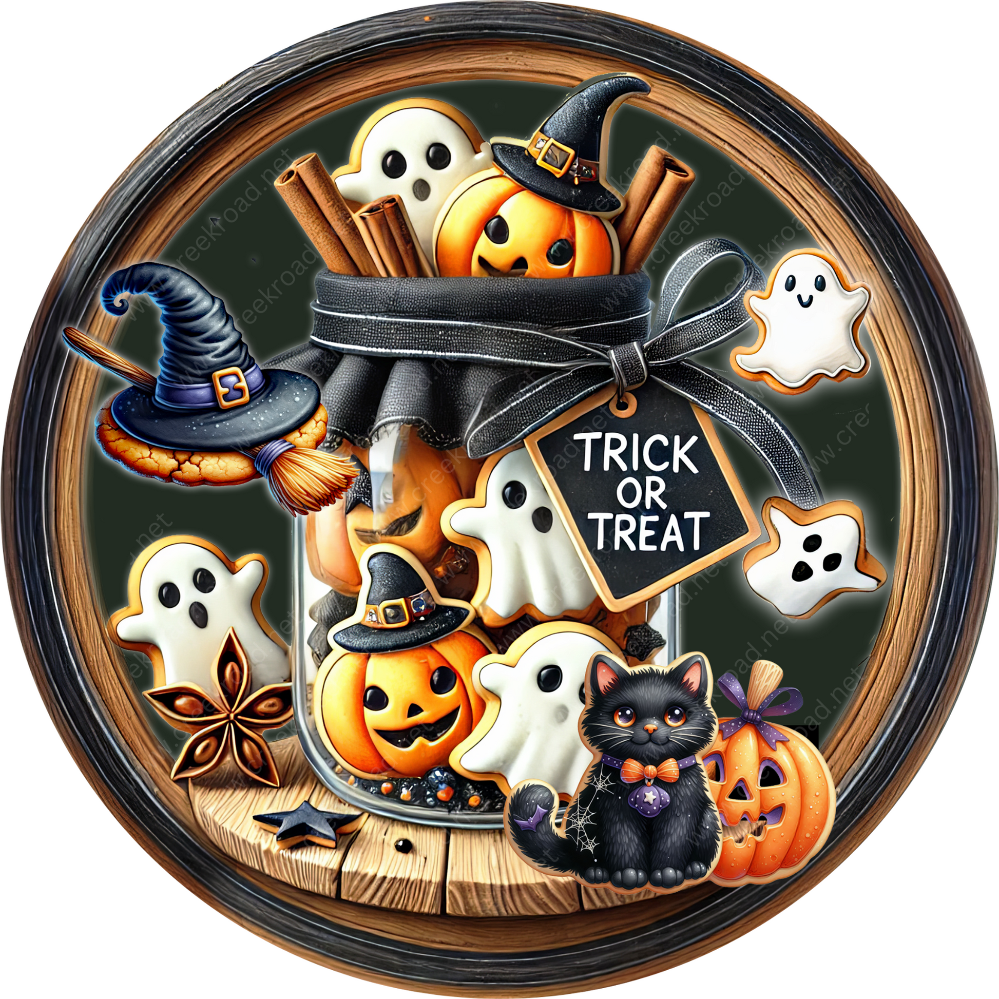 a picture of a trick or treat with pumpkins and ghost