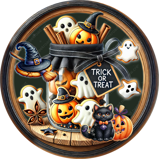 a picture of a trick or treat with pumpkins and ghost