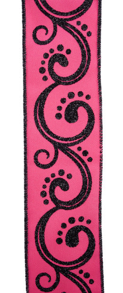 a pink scarf with black swirls on it