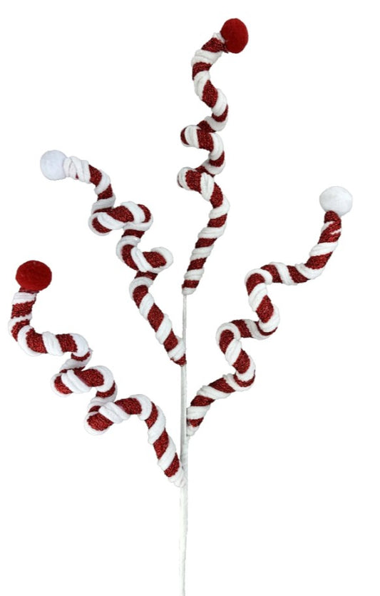 a red and white candy cane on a white background