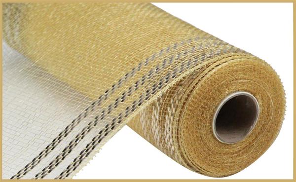 A roll of yellow mesh with black stripes.