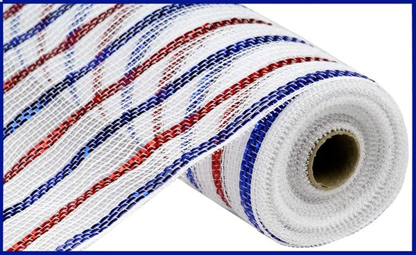 a roll of red, white and blue mesh