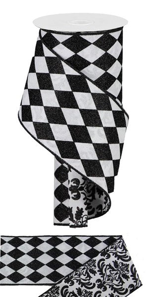 a black and white checkered pattern on a ribbon, with a white base.