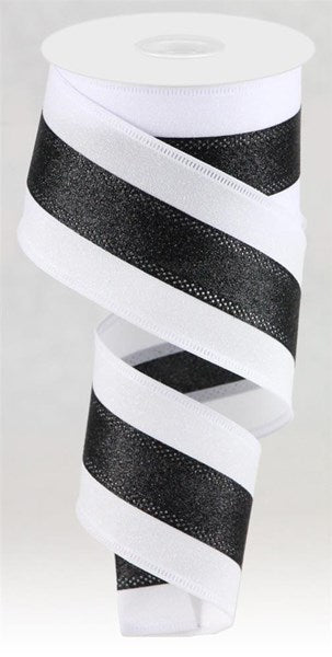A roll of black and white striped ribbon.