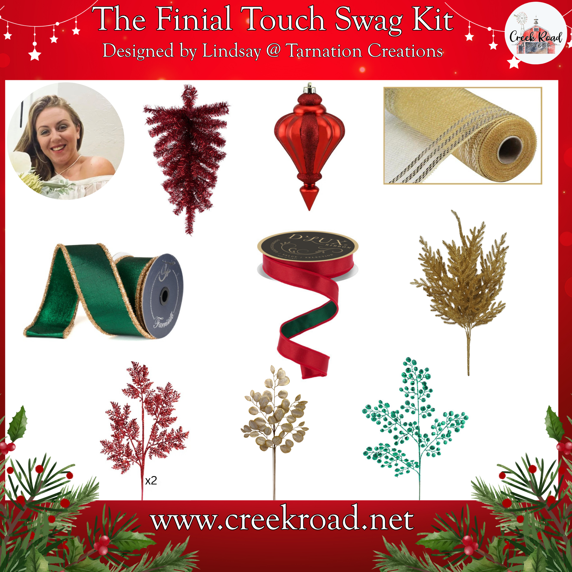 The image is a collage of various Christmas-themed items, including a woman, a Christmas tree, ornaments, and other festive decorations.