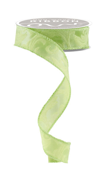 A green ribbon with a white label on it.