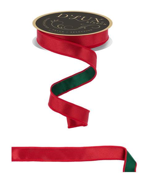 a roll of red satin ribbon next to a roll of red satin ribbon
