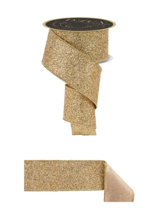 a gold glittery ribbon.
