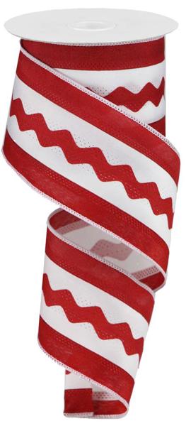 a roll of red and white ribbon on a white background