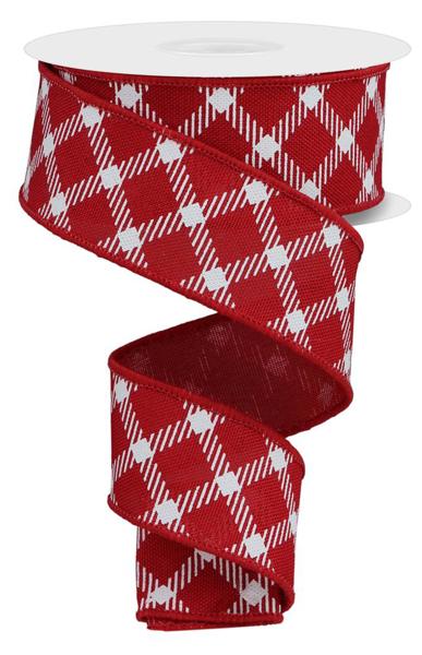 a red and white checkered ribbon with white crosses on it