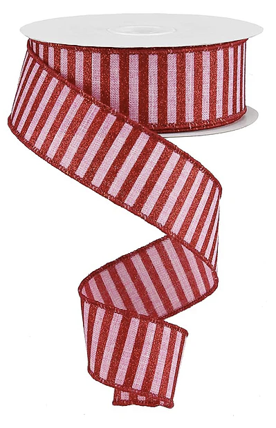 A red and white striped ribbon is shown in the image.