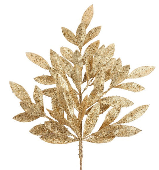 A golden leafy branch with numerous small leaves, creating a visually striking and intricate design.