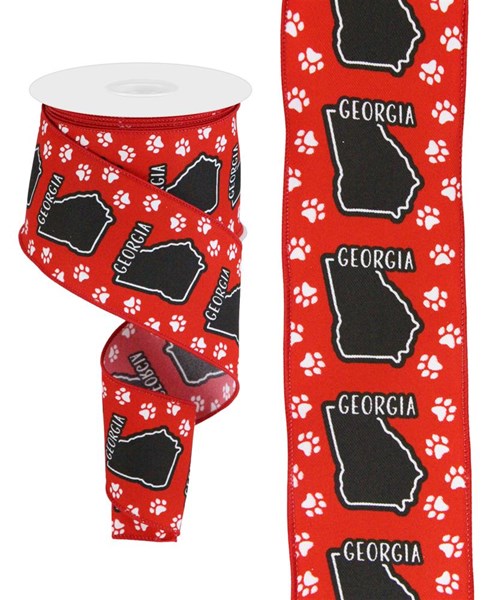 a red dog leash with the state of georgia on it