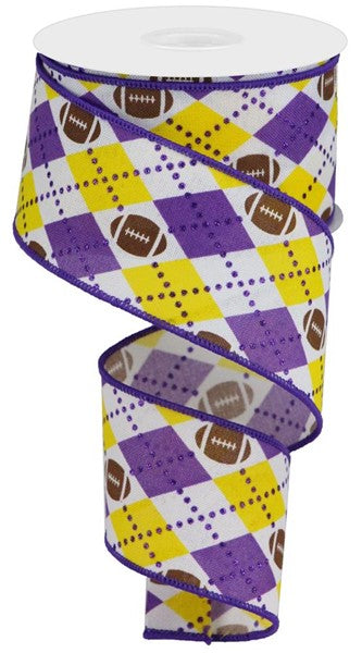 a roll of purple and yellow football ribbon