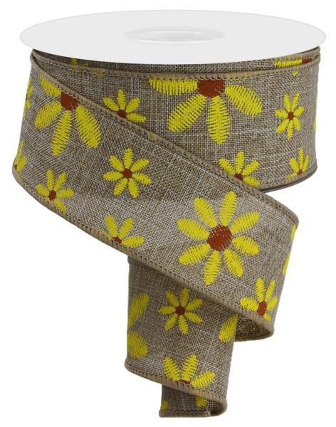 a ribbon with yellow flowers on it