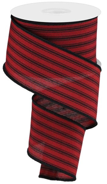 a red and black striped ribbon on a white background