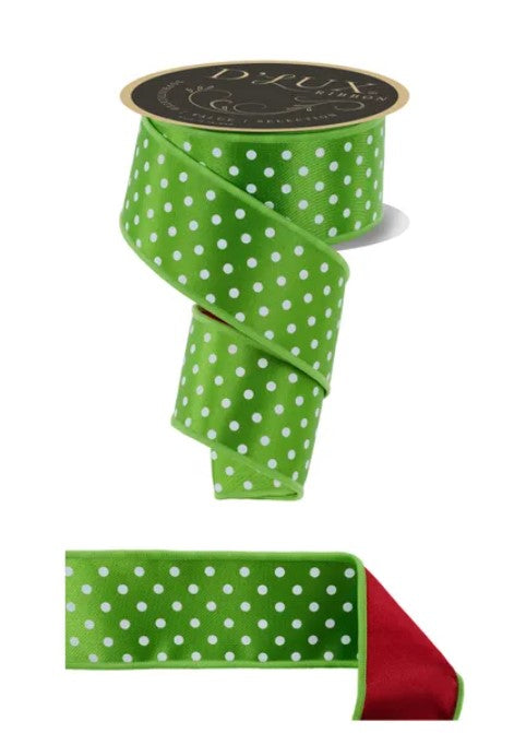a green and red polka dot ribbon.