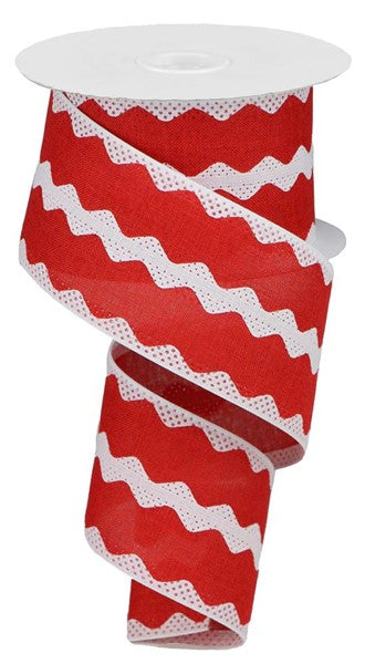 a roll of red and white ribbon on a white background