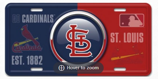 a license plate with the st louis cardinals and st louis cardinals on it