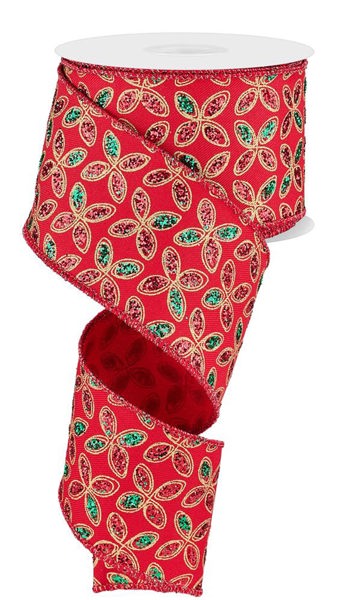 a red scarf with a green and red design on it