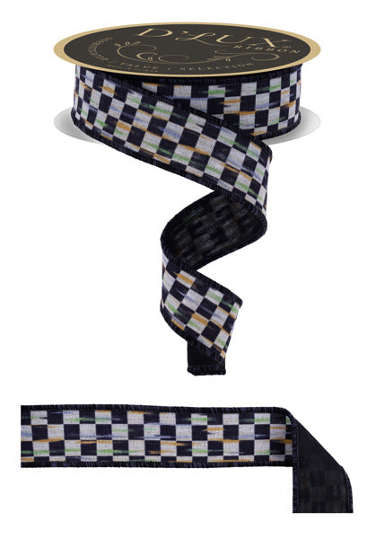a checkered pattern ribbon with a black and white checkered design.