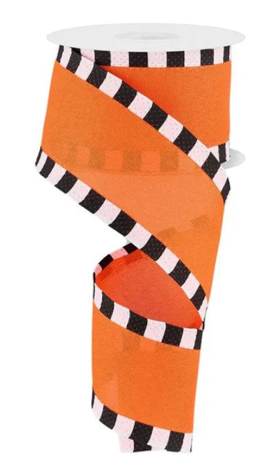 a black and white striped orange ribbon.