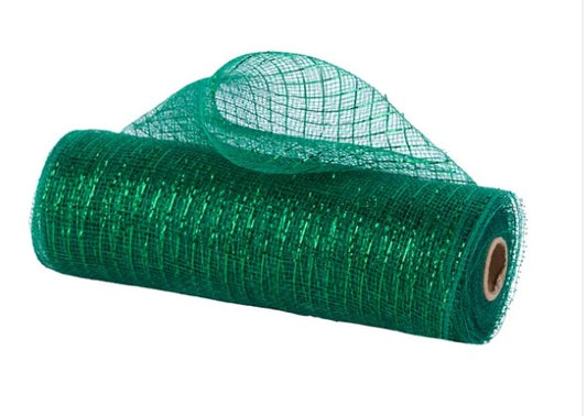 A roll of green mesh material with a grid pattern.