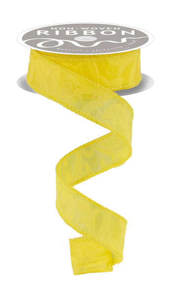 a yellow ribbon with a white label, indicating it is a non-woven ribbon.