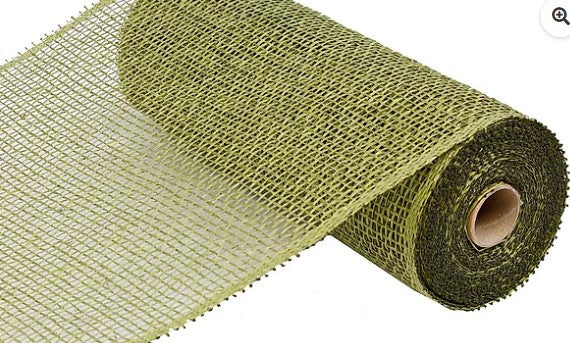 A roll of green burlap or burlap-like material is shown in the image.