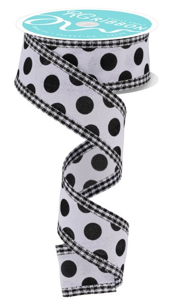 a black and white polka dot ribbon on a white background