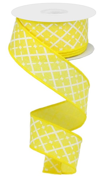 a yellow ribbon with white squares on it