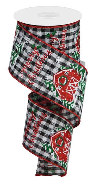 a roll of christmas ribbon on a white background