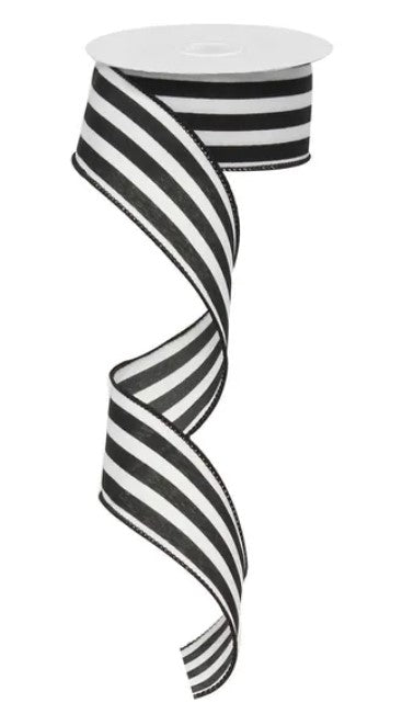 A black and white striped ribbon is shown in the image.