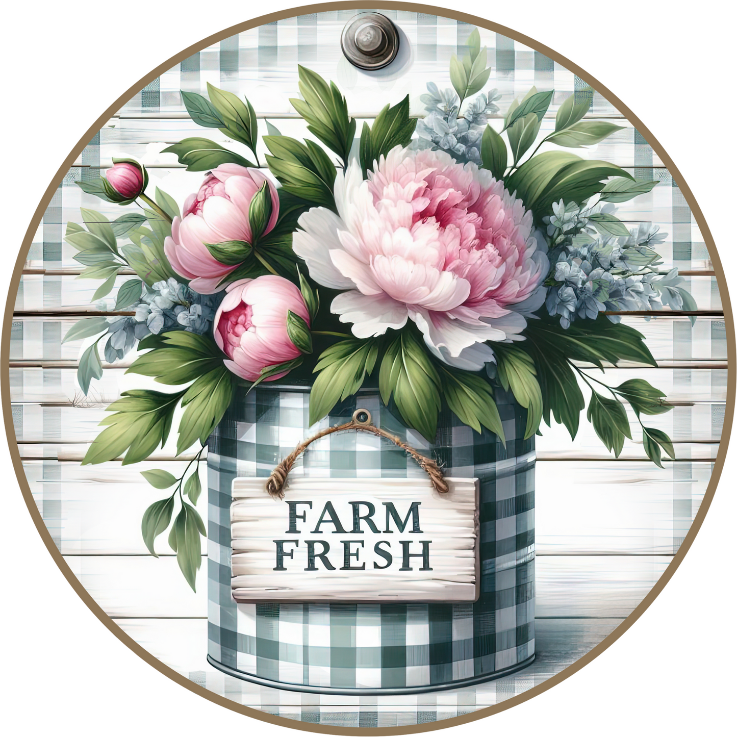 a picture of a farm fresh sign with flowers