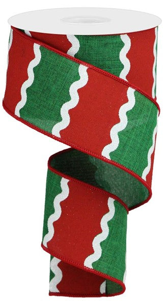 a roll of red and green christmas ribbon