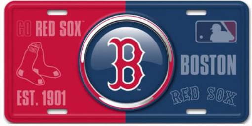 a boston red sox license plate with the word boston on it