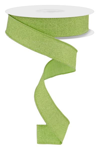 a roll of lime green ribbon on a white background