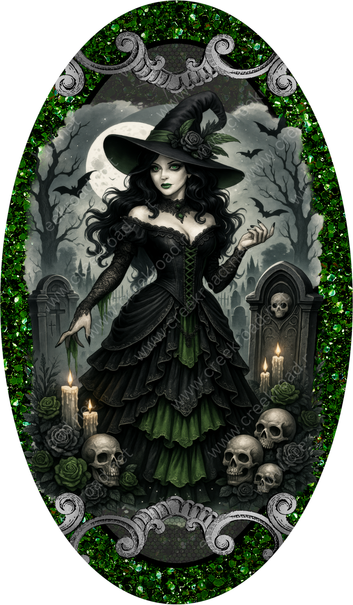 a painting of a woman in a witch costume
