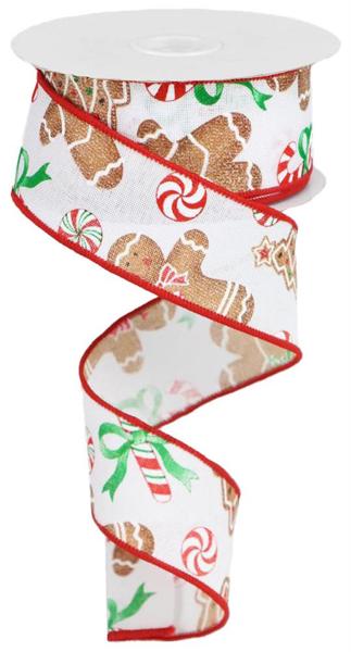 a roll of christmas ribbon with candy canes on it