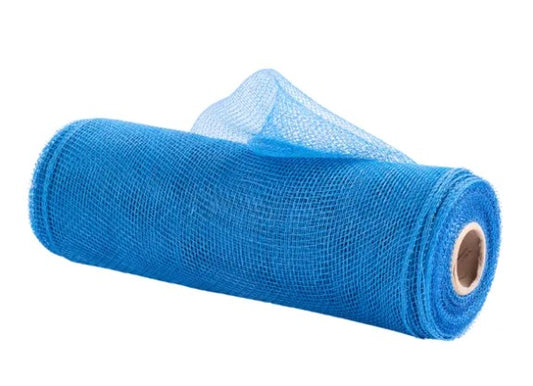 A roll of blue mesh material with a white center hole.