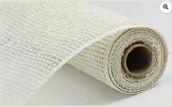 A roll of white mesh material with a brown cardboard tube at the end.